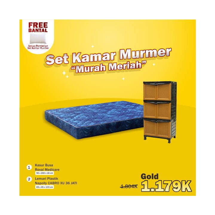Paket Set Kasur Murmer - Gold